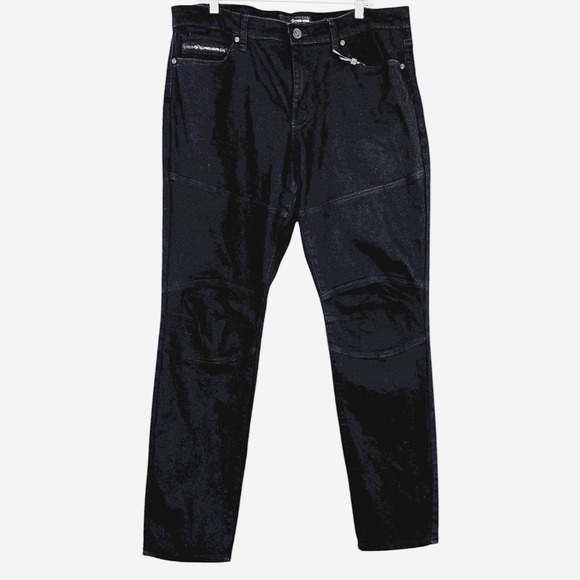Fried Denim Slim Moto Jeans Men's 38x32 Black Streetwear Biker Techwear Edgy - Picture 1 of 16